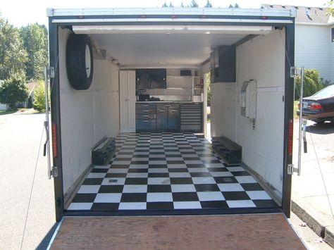 Pimped out enclosed trailers? - Pelican Parts Technical BBS Enclosed Motorcycle Trailer, Enclosed Car Trailer, Enclosed Trailer Camper, Toy Hauler Trailers, Cargo Trailer Camper Conversion, Enclosed Cargo Trailers, Car Hauler Trailer, Bike Cargo Trailer, Cargo Trailer Conversion