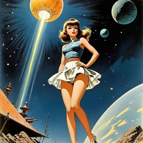 Wally Wood, Jean-Michel Moreau, Surreal, mysterious,... Sci Fi Pinup, Vintage Sci Fi Art, Galactic Art, Vintage Futuristic, Space Opera Art, Space Women, Wally Wood, Mtg Altered Art, Steampunk Artwork