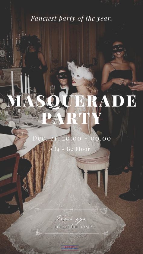 Summer Masquerade Party, Masquerade Ball Flyer, Masked Ball Party Masquerade Theme, Gatsby Masquerade Party Outfit, Masquerade House Party, Mascarade Theme Party, Masquerade Ball Poster, Mascared Party Aesthetic, Masquerade Graduation Party