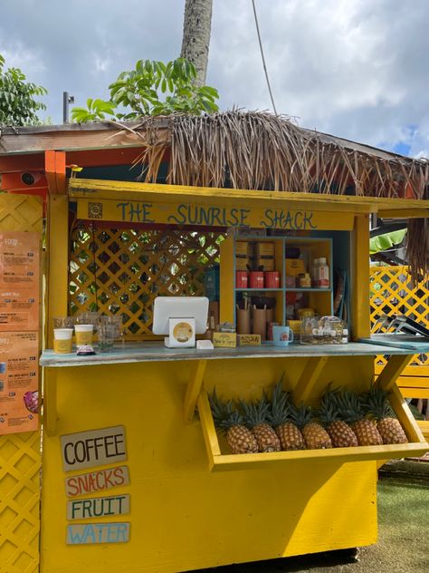 Hawaii Smoothie Shack, Beachy Smoothie Shop, Smoothie Shack Aesthetic, Tropical Bar Aesthetic, Beach Shack Restaurant, Beach Yellow Aesthetic, Juice Net Cafe H2o, Hawaii Coffee Shop, Hawaii Aesthetic Food