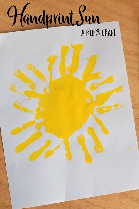 Fun handprint sun art craft for preschoolers #Step2Ambassador AD Sun Art For Kindergarten, Weather Crafts For Infants, You Are My Sunshine Craft, June Handprint Art, Weather Art For Toddlers, Sun Crafts For Preschoolers, Handprint Sun, Sun Craft, Weather Activities Preschool