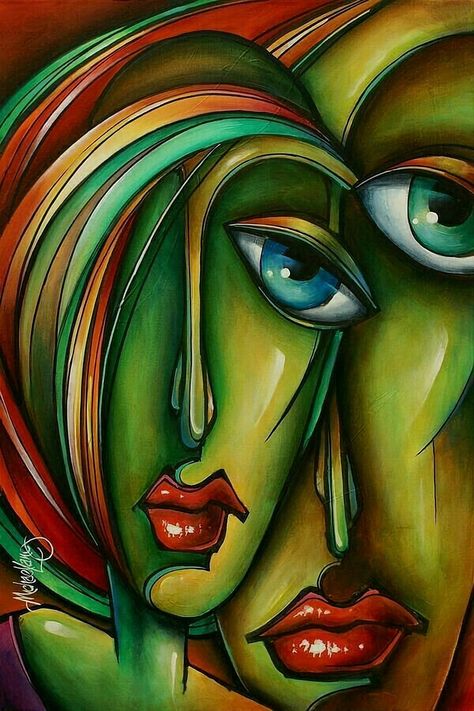 Michael Lang, Faces Abstract, Abstract Face Art, Hand Painted Wall Art, Soyut Sanat Tabloları, Poster Abstract, Hand Painted Walls, Abstract Faces, Cubism