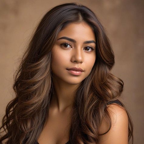 Hair Inspo Color Brown Skin, Caramel Hair On Tan Skin, Hair Color For Tanned Skin, Highlights For Tan Skin Tone, Brown Hair For Tan Skin, Hair For Tan Skin Tone, Fall Hairdos, Hair Color For Tan Skin Tone, Brown Hair Indian Skin