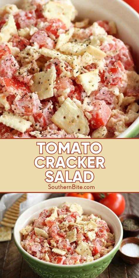 Cracker And Tomato Salad, Cracker Tomato Salad, Fresh Tomato Recipes Lunches, Fresh Garden Veggie Recipes, Tomato Sandwiches Recipes, Tomato And Cracker Salad, Salad Tomato Recipes, Easy Tomato Salad, Tomato Sandwich Southern