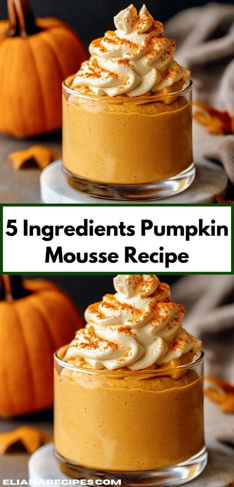 Looking for 5 ingredients or less recipes? This 5 Ingredients Pumpkin Mousse Recipe is both delicious and easy. It’s perfect for quick dessert ideas and one of the simplest pumpkin recipes you'll love. Pumpkin Mousse Recipe Easy, Pumpkin Recipes Quick, 5 Ingredient Or Less Recipes, Pumpkin Mousse Recipe, Pumpkin Pudding Recipes, Easy Pumpkin Recipes Desserts, Easy Pumpkin Dessert, 5 Ingredients Or Less, Pumpkin Mousse