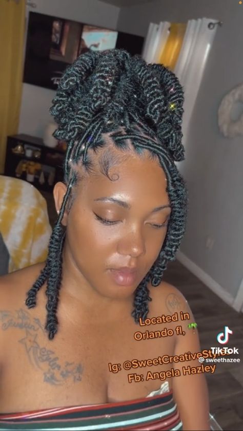 16 Inch Locs, Soft Locs Bun, Faux Locs Updo Styles, Braided Ponytail Black Hair, Loc Bun, Locs Bun, Autumn Styles, Hair Christmas, Braids Wigs