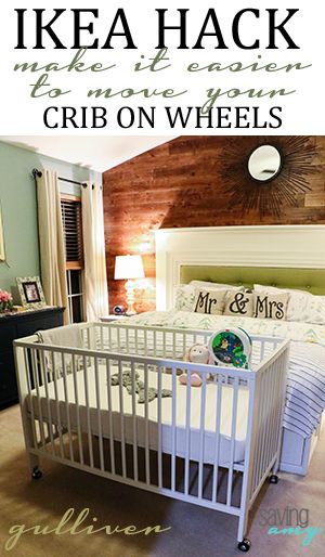 IKEA Hack: GULLIVER Crib on Wheels #ikeahack #ikeahackers #ikeahacking #babycribs #babydecor #masterbedroom #homeinspiration #momblogger #momblog #diyblogger #savingamyblog Ikea Gulliver Crib, Ikea Crib, Mobile Home Makeovers, Furniture Movers, Shared Bedroom, Furniture Hacks, Funky Furniture, Cheap Furniture, Affordable Furniture