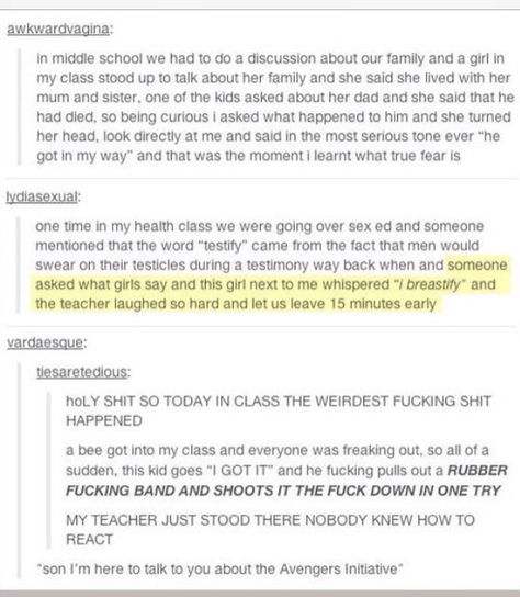 Funny tumblr Weird Pins, High School Funny, School Stories, Funny Tumblr Stories, Tumblr Stories, Fantasy Stuff, School Memes, Funny Tumblr Posts, School Humor