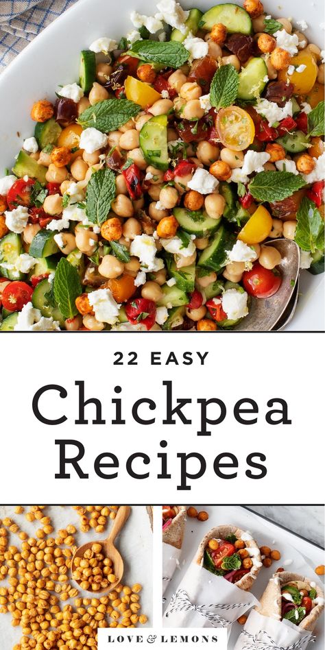 22 Easy Chickpea Recipes - Love and Lemons Nacho Salat, Chickpea Recipes Easy, Mediterranean Chickpea Salad, Caesar Salad Recipe, Creamy Tomato Soup, Chickpea Recipes, Perfect Pasta, Chickpea Salad, Canned Chickpeas