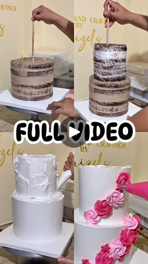 So Pretty and Elegent 2 Tier Rosette Cake #cakefrosting #rosettecake #floralcake #elegantrosettecake #cakedecorating #cakedecoratingvideos #caketutorial #caketutorialvideos #cakemaking #trendingcakes #viralcakes | Full Video with English Audio 😍 So Pretty and Elegent 2 Tier Rosette Cake #cakefrosting #rosettecake #floralcake #elegantrosettecake #cakedecorating... | By Sweets and Cravings by Crizels | This is now the full video on how I made this so elegant floral rosette to tear cake. It includes how we stack this tall cake, how I coat and achieved a super smooth cake finished and how I decorate the rosette icing. So let's get started. This is the top cake of six by seven inches in height chocolate moist flavour with Russian buttercream filling. And this is the bottom cake still in chocol 2 Tier Rosette Cake, 2 Tier Floral Cake, 2 Tier Chocolate Cake, Russian Buttercream, Rosette Cake Wedding, Tall Cake, 2 Tier Cake, Rosette Cake, Ice Cake