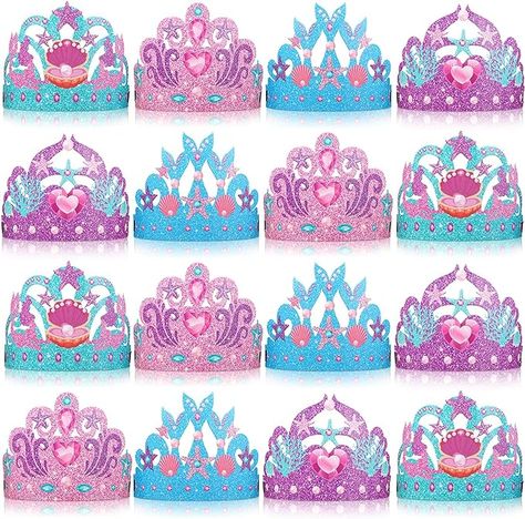 Amazon.com: 16 Pack Mermaid Party Hats Kids Mermaid Paper Crown Colorful Mermaid Birthday Decorations Under the Sea Party Hats with Headbands for Girls, Sea Ocean Mermaid Party Decorations, 4 Styles : Toys & Games Mermaid Party Hats, Colorful Mermaid, Mermaid Birthday Decorations, Headbands For Girls, Ocean Mermaid, Paper Crown, Mermaid Party Decorations, Paper Crowns, Under The Sea Theme