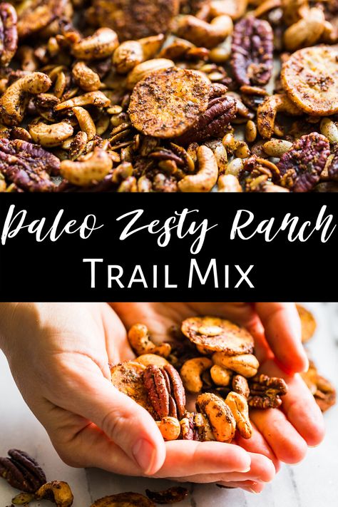 Paleo Trail Mix Recipe, Paleo Snacks Savory, Savory Trail Mix Recipes Healthy, Whole 30 Trail Mix Recipe, Homemade Trail Mix Recipes Healthy, Paleo Party Snacks, Snacks At Work, Homemade Trail Mix Recipes, Healthy Trail Mix Recipes