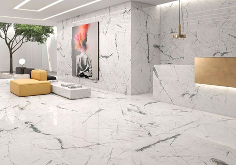 KAIROS - Geotiles Kitchen Living Area Open Plan Tiled Floor, White Marble Tile Floor, Marble Porcelain Tile, Garden Flat, Marble Tile Bathroom, White Marble Floor, Tiles Ideas, White Marble Tiles, Marble Polishing