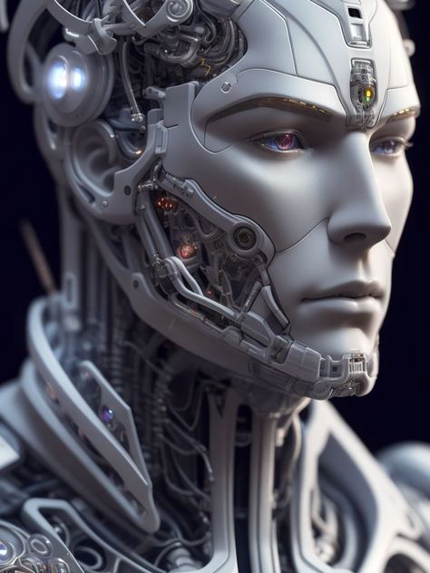 Male Robotic Face Cyborgs Art, Futuristic Robot, Android Robot, Humanoid Robot, Arte Robot, Fantasy Props, Futuristic Style, Robot Concept, Futuristic Art