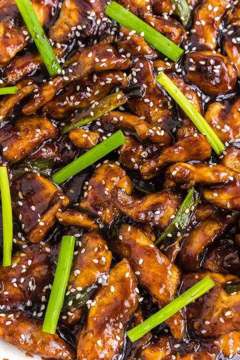 mongolian chicken. Asian Chicken Breast Recipes, Mongolian Chicken Recipe, Mongolian Recipes, Mongolian Chicken, Crispy Chicken Breast, Leftover Chicken Breast, Restaurant Style Recipes, Leftover Chicken Recipes, Honey And Soy Sauce