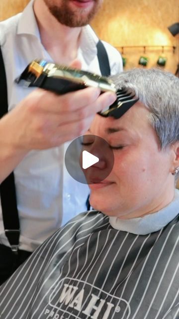 Rene @ HFDZK, Wmn’s Barbershop on Instagram: "✨ Hit play for a transformation that speaks volumes! ✂️✨ Watch Wendy’s wild cowlicks and thick, grey hair get a sleek, feminine makeover. Who said buzz cuts can’t be ultra-chic? 💇‍♀️💫

#PixieCut #Buzzcut #WomensShortHair #PixieBuzz #ShortHairLove #ChicBuzzcut #TrendyPixie #EdgyShortHair #BuzzcutStyle #PixieChic #ModernPixie #BoldBuzzcut #PixieHair #BuzzcutFashion #ElegantShortHair #StylishPixieCut #BoldShortHair #PixieTransformation #ShortHairTrends #FashionableShortHair #BuzzcutMagic #PixiePerfection #ShortHairstyle #CharmingPixie #CreativeCuts #wahlambassador #pixie" Clipper Pixie For Women, Pixie Haircut With Cowlick, Ultra Short Hairstyles For Women, Grey Buzzcut Women, Pixie Highlights And Lowlights, Buzz Cut Hairstyles Woman, Edgy Pixie Cuts Thick Hair, Short Buzzed Hair Woman, Buzzed Pixie Haircut