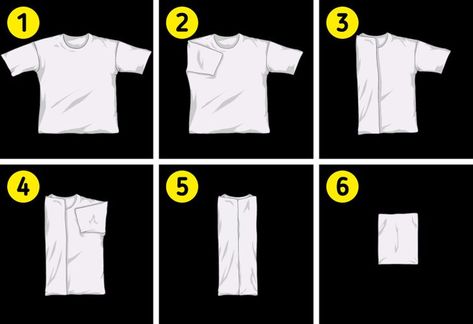 4 Ways to Fold a T-Shirt Nicely Folding Shirts For Shelves, How To Fold Tshirts For Travelling, How To Fold A Shirt, How To Fold Shirts, Fold A T Shirt, How To Fold Tshirts, How To Fold Clothes, Folding T Shirts, Folding Tee Shirts