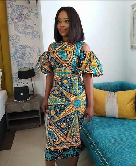 Latest Ankara Styles, Ankara Cold Shoulder Dress. https://www.etsy.com/listing/612947176/ankara-slim-fit-cold-shoulder-dress Ankara Long Gown, African Party Dresses, Ankara Long Gown Styles, Ankara Dress Styles, African Fashion Designers, African Dresses Modern, Ankara Gown Styles, Afrikaanse Mode, Gaun Fashion