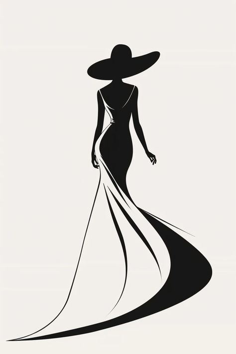 Shiloette Ideas Art, Fashion Images Art, Silouttes Art Woman, Fashion Painting Acrylic, Lady Silhouette Woman, Siluette Woman Silhouettes, Silouette Drawings Person, Woman Silhouette Painting, Silhouette Drawing Ideas