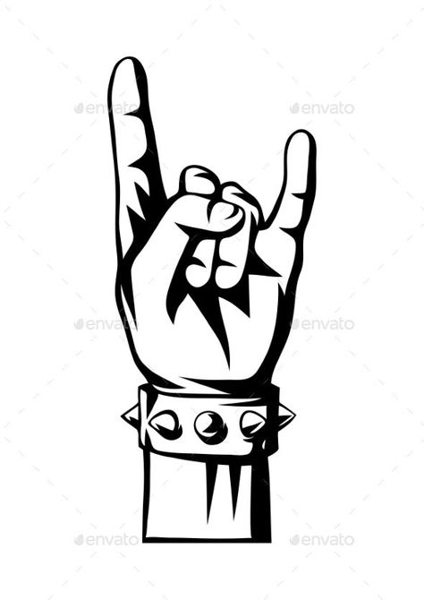 Rock Sign Tattoo, Heavy Metal Tattoo Ideas, Rock Tatoos, Rock On Hand Sign, Heavy Metal Tattoo, Festa Rock Roll, Rock And Roll Sign, Arte Heavy Metal, R6 Wallpaper