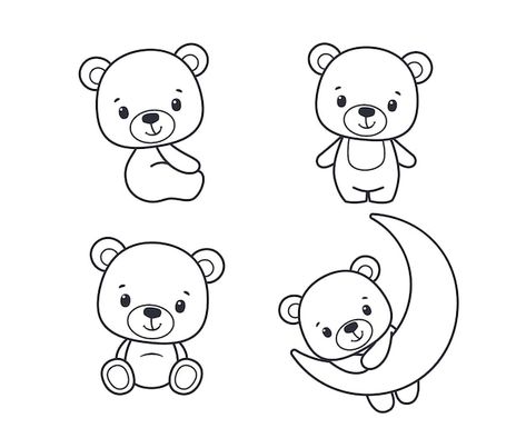 Cartoon Teddy Bear Drawing Easy, Cute Bear Drawings Cartoon, Baby Bear Drawing, Bear Cute Drawing, Cute Teddy Bear Illustration, Bear Drawing Cute, Teddy Bear Drawing Easy, Teddy Drawing, Teddy Bear Sketch