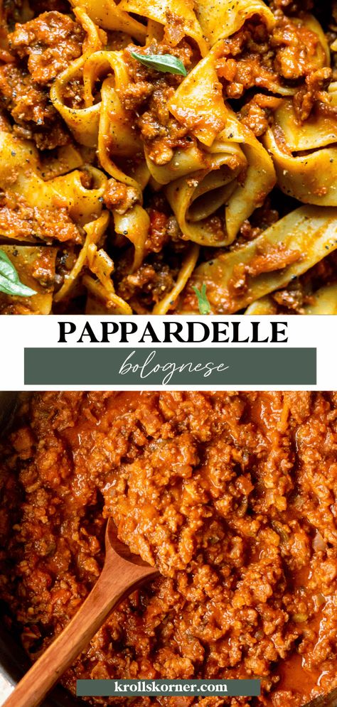 Homemade Pappardelle Pasta, Pappardelle Bolognese, Pappardelle Pasta Recipe, Pappardelle Recipe, Best Bolognese Sauce, Ragu Recipe, Pappardelle Pasta, Bolognese Recipe, Prep Bowls