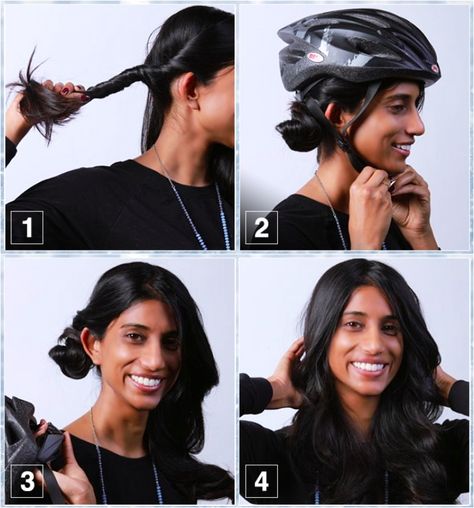 10+ Easy Helmet-Friendly Hairstyle Tutorials For Looking Stylish When Cycling Motorcycle Hairstyles, Helmet Hair, Biker Shorts Outfit, Hairstyle Tutorials, Cycling Tips, Mountain Bike Shoes, Cycling Gear, Motorcycle Style, Cycling Workout