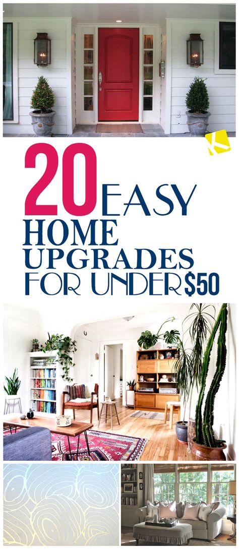 20 Easy Home Upgrades for Under $50                                                                                                                                                                                 More Easy Home Updates Diy, Easy Home Diy Upgrades, Easy Home Upgrades, Diy Home Upgrades, Home Improvement Tv Show, Genius Ideas, The Krazy Coupon Lady, Interior Design Diy, Home Upgrades