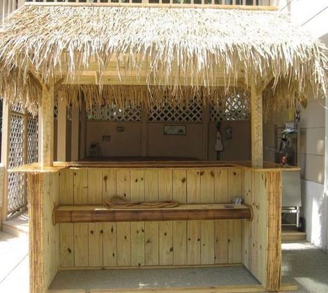 A tiki bar right in your own backyard? Why not! Easy Diy Tiki Bar, Diy Tiki Bar Cheap, Diagonal Bookshelf, Pallet Tiki Bar, Backyard Tiki Bar, Compost Sifter, Tiki Bars Backyard, House Trellis, Tiki Bars Diy