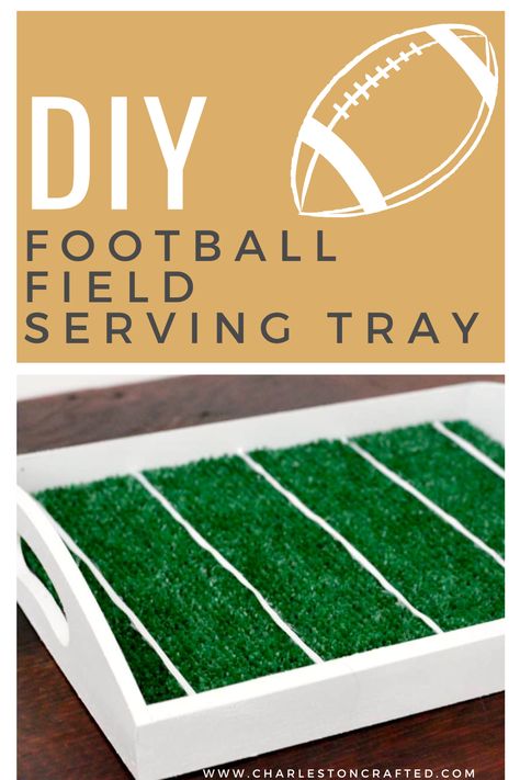 Planning a Super Bowl party for friends soon? Try your hand at making a DIY football field serving tray for the snacks you serve!