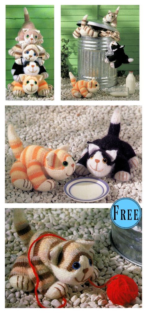 Four Cats Free Knitting Pattern Knitting Patterns Free Blanket, Knitted Toys Free Patterns, Ravelry Knitting, Knitting Patterns Free Scarf, Animal Knitting Patterns, Soft Toy Patterns, Knitting Patterns Free Hats, Knitting Patterns Toys, Knitted Cat