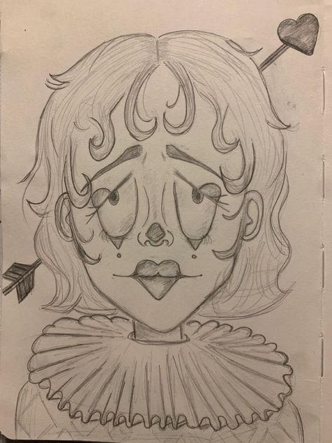 Weird Drawings Ideas, Girl Clown Drawing, Weird Things To Draw, Clown Drawing Sketch, Tim Burton Art Style Drawings, Weird Sketches, Drawing Clown, Tim Burton Drawings Style, Weird Drawing Ideas