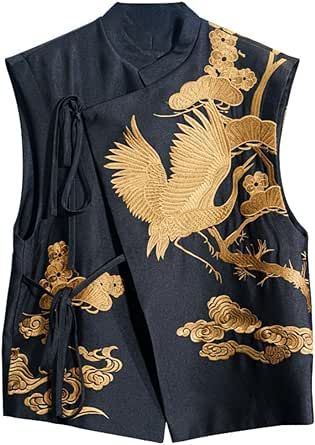 Chinese Style Buckle Tang Suit Vest Women Embroidery Sleeveless Lace-Up Jacket Suit Vest Women, Chinese Suit, Chinese Jacket, Floral Embroidered Shirt, Tunic Tops Summer, Women Embroidery, Tang Suit, Summer Tunics, Vest Women