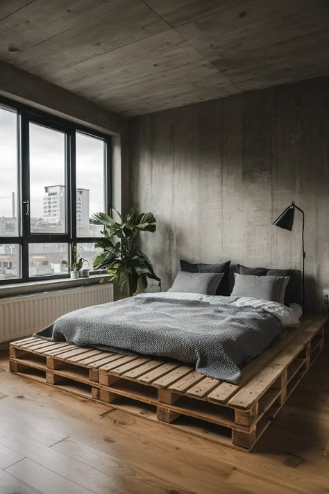 15 Easy Pallet Bed Frame Ideas to Create a Cozy and Stylish Bedroom Palette Bed Frame, Crate Bed Frame, Palette Bed, Wood Pallet Bed Frame, Pallet Bed Frame Diy, Rustic Design Style, Wood Pallet Beds, Pallet Bed Frames, Wooden Pallet Beds