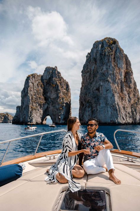 Day Trip to Capri, Italy : 9 Things To Do In Capri - Dana Berez Capri Photo Ideas, Capri Italy Outfits, Positano Itinerary, Dana Berez, Capri Travel, Boat Aesthetic, Amalfi Coast Itinerary, Italy Photos, Italy 2023