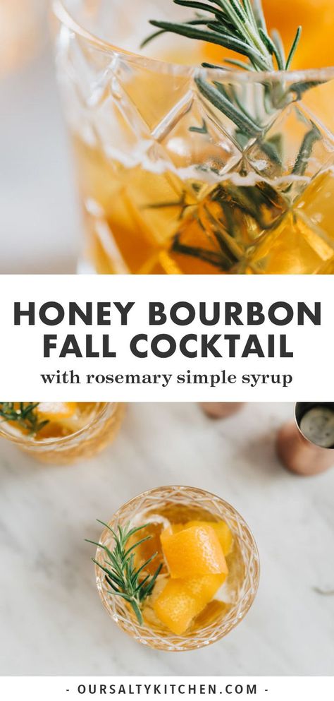 Rosemary Honey, Honey Cocktail, Cocktails Easy, Honey Simple Syrup, Honey Bourbon, Rosemary Simple Syrup, Spicy Cocktail, Winter Cocktail, Cocktail Decoration