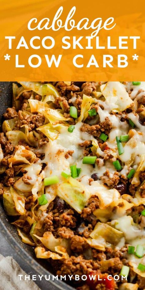 The Low Carb Cabbage Taco Skillet is a tasty, keto-friendly dish perfect for quick weeknight dinners. This cabbage recipe is ready in less than 30 minutes!rn Keto Cabbage Skillet, Keto Dinner Recipes Cabbage, Optavia Dinner Ideas, Cabbage Dinners Healthy, Healthy Dinner Recipes With Cabbage, The Best Keto And Low Carb Recipes, Healthy Cabbage Meals, Cabbage Bowls Recipe, Cabbage Taco Casserole