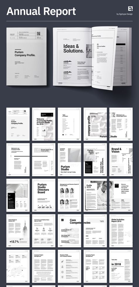 Download Template: https://1.envato.market/m5OA9D The Purism Annual Report and Company Profile Template is perfect for the publication of a complete and professional annual report. Created in Adobe InDesign, Microsoft Word and Apple iWorks Pages in International DIN A4 and US Letter format. As our latest update the files are also ready to use in Affinity Suite (Affinity Publisher, Affinity Designer and Affinity Photo). #template #proposal #envato #marketing #design #business Word Template Design, Business Report Design Templates, Font Psychology, Annual Report Layout, Report Layout, Corporate Fonts, Profile Template, Business Fonts, Marketing Plan Template