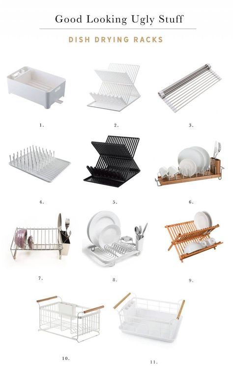 Good Looking Ugly Stuff: Dish Drying Racks, Plungers and Toilet Brushes - Chris Loves Julia Pretty Dish Drying Rack, Dry Dishes Rack Ideas, Johnson House, Drying Rack Kitchen, Drying Racks, Plungers, Chris Loves Julia, Cottage Inspiration, Dish Rack Drying