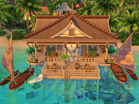 Ts4 Community Lots, Sims 4 Sulani, Jungle Restaurant, Lots Sims 4, Sims 4 Restaurant, Sims4 House, Sims 4 House Ideas, Sims 4 Lots, Jungle House