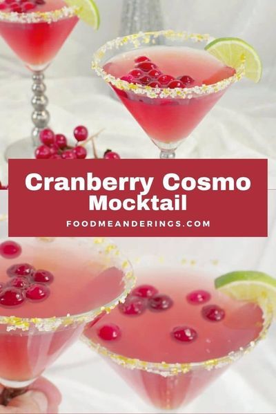 Cranberry Cosmo, Easy Holiday Drinks, Cosmopolitan Drink, Cosmo Recipe, Holiday Mocktail, Easy Mocktail Recipes, Dessert Breakfast, Alcohol Free Drinks, Cranberry Cocktail