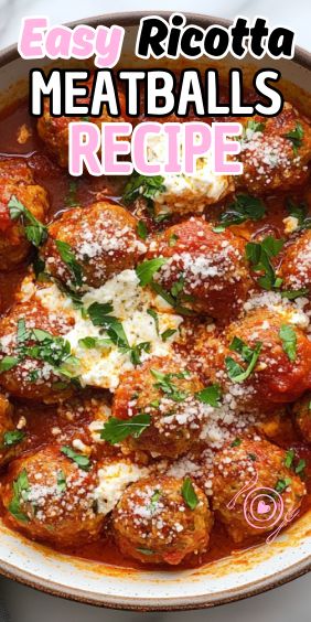 Easy Ricotta Meatballs Ricotta And Meatball Recipes, Crockpot Ricotta Meatballs, Ricotta Cheese Meatball Recipes, Meatball Recipes With Ricotta Cheese, Meatballs Made With Ricotta Cheese, Pork Ricotta Meatballs, Beef Ricotta Meatballs, Italian Rice Balls With Meat Ground Beef, Italian Meatballs With Ricotta