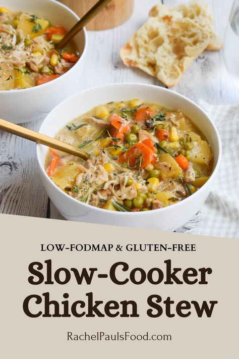 Low Fodmap Slow Cooker Chicken, Low Fodmap Chicken Stew, Low Fodmap Crockpot Chicken, Slow Cooker Low Fodmap, Low Fodmap Stew, Low Fodmap Chicken Soup, Low Histamine Crockpot Meals, Low Fodmap High Protein Recipes, Fodmap Crockpot Recipes