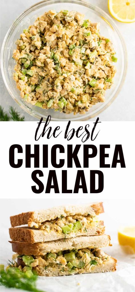 Easy Lunch Ideas Chickpeas, Best Chickpea Salad Recipe, Chickpea Celery Salad, Chickpea Chicken Salad Vegan, Chic Pea Salad Sandwich, Garbanzo Chicken Salad, Chickpeas Salad Sandwich, Chickpea Ranch Salad, Chicken Salad With Chickpeas