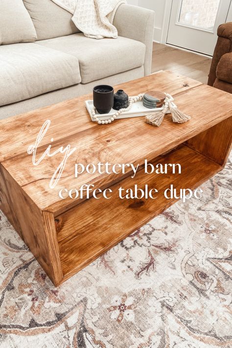 DIY Pottery Barn Coffee Table Dupe Pottery Barn Coffee Table, Diy Furniture Renovation, Rustic Coffee Tables, Tables Diy, Diy Coffee Table, Diy Pottery, Diy Home Furniture, Cool Coffee Tables, Furniture Renovation