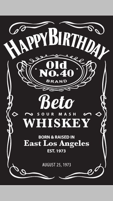 Jack Daniel's themed poster for a client's 40th Birthday Party Happy Birthday Jack Daniels, Festa Jack Daniels, Jack Daniels Party, Jack Daniels Birthday, Jack Daniels Logo, Dj Photo, Dj Wedding, 40th Birthday Cakes, Jack Daniel