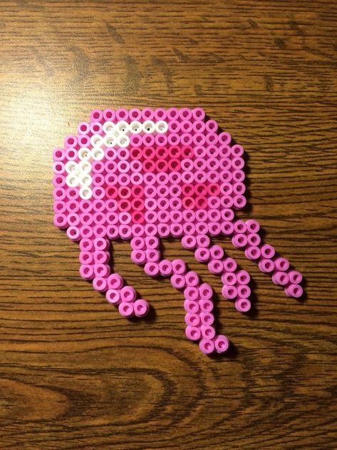 3d Perler Bead Fish, Perler Bead Optical Illusion, Blueberry Perler Beads, Perler Beads Octopus, Perler Creations Easy, Seashell Perler Bead Patterns, Perler Bead Jellyfish, Jelly Fish Perler Beads, Perler Bead Patterns Fish