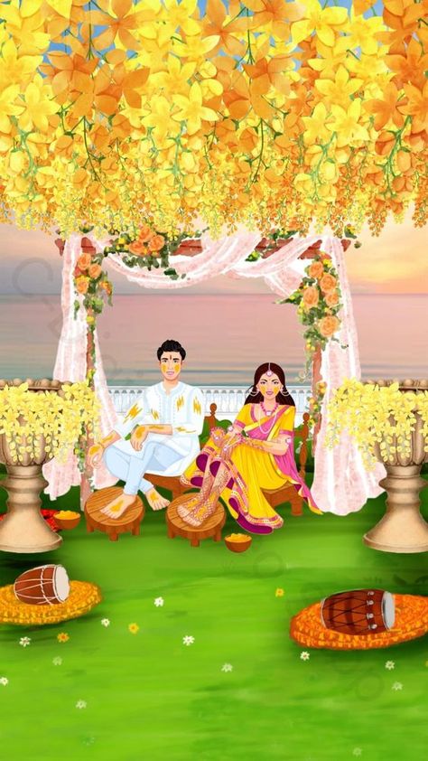 Haldi Card, Haldi Video, Haldi Invitation, Blank Wedding Invitation Templates, Yellow Wedding Decorations, Wedding Illustration Card, Blank Wedding Invitations, Indian Invitation Cards, Digital Wedding Invitations Design