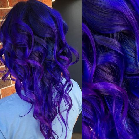 Highlight Your Beauty | Trendy Hair Color Ideas for Brunettes - hair cut Black Blue Purple Hair, Blue Purple Ombre Hair, Blurple Hair Color, Vivid Hair Color Ideas For Brunettes Short Hair, Black Blue And Purple Hair, Tanzanite Hair Color, Blue Purple Black Hair, Indigo Purple Hair, Blue Hair With Dark Roots