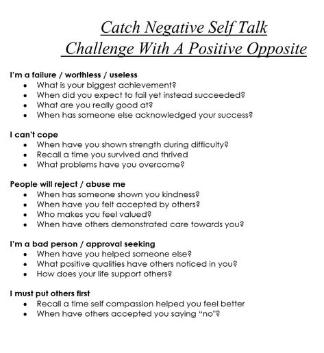 Challenge Negative Self Talk, Cognitive Behavior Therapy Quotes, Dbt Opposite Action Activities, Positive Self Talk Activities For Adults, Opposite Action Activities, Challenging Thoughts Worksheets, Emotion Therapy Activities, Changing Negative Thoughts To Positive Worksheet, Talk Therapy Activities